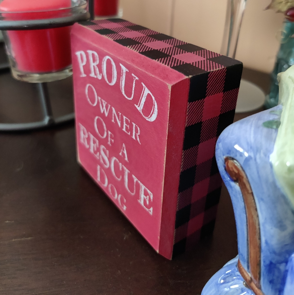 🗺️ Wooden Box Sign Proud Owner of a Rescue Dog - Picture 7 of 7